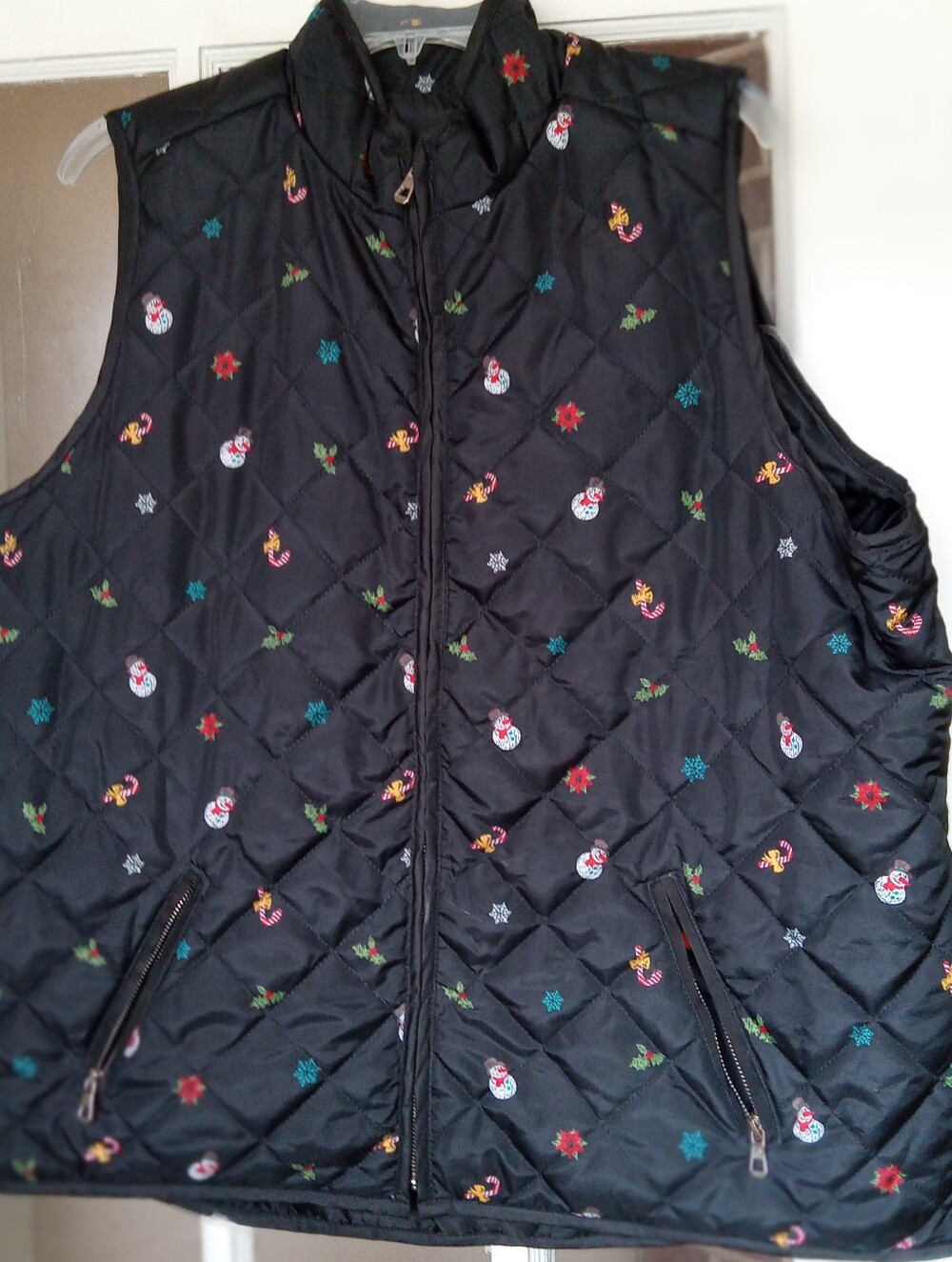 Jason Maxwell Christmas Quilted Puffer Vest 1X - 24" Pit to Pit